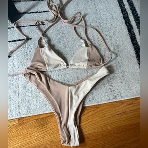Zaful tan and cream bikini